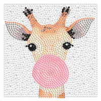 Алмазна мозаїка "Жираф бабл-гам" DM5001 з рамкою 15х15 см