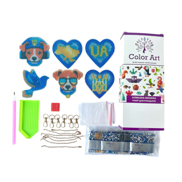 Набор брелков алмазная выкладка Патриотические BR40, 6 штук