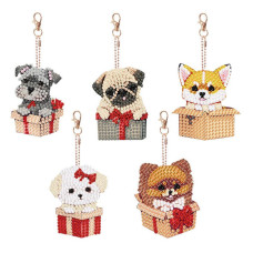 Набор брелков для алмазной мозаики "Собачки" BR33, 5 штук
