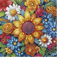 Алмазная мозаика "Цветы" BH030 неполная выкладка 25х25 см