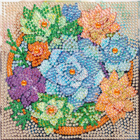 Алмазная мозаика "Цветы" DM5004 с мольбертом 15х15 см