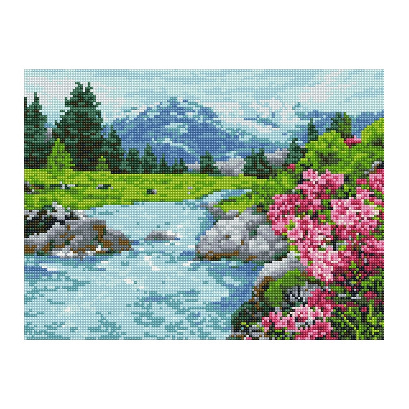 Алмазная мозаика "Горная река" EJ1384, 40х30 см Алмазная мозаика "Горная река" EJ1384, 40х30 см