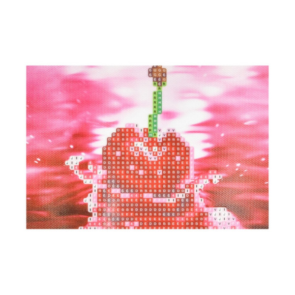 Алмазная мозаика "Вишня в водяном отражении" YAB20791 без подрамника, не полная выкладка 10х15 см