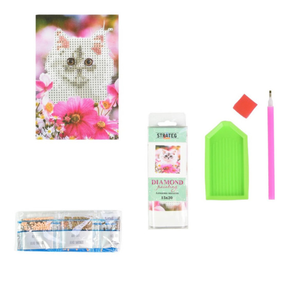 Алмазная мозаика "Ласковый котенок" YAB28622 без подрамника, не полная выкладка 10х15 см