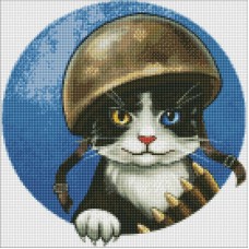 Алмазна мозаїка "Войовничий котик" ©art.irina.pass   AMO7591 40х40 см Ідейка