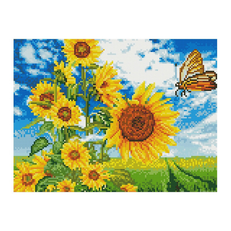 Алмазная мозаика "Бабочка на подсолнухах" EJ1351, 40х30 см Алмазная мозаика "Бабочка на подсолнухах" EJ1351, 40х30 см