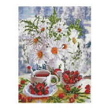 Алмазна мозаїка "Ромашки та ягоди" EJ1383, 40х30 см