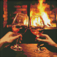 Алмазная мозаика "Греемся у камина" AMO7859 30х30 см