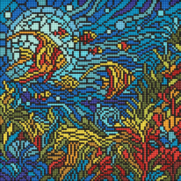 Алмазна мозаїка "Вітраж. Морський світ" AMO8324, 30х30 см
