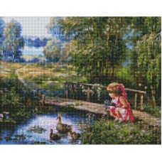 Алмазна мозаїка "Дівчинка на прогулянці" ©Сергій Лобач Ідейка AMO7337 40х50 см