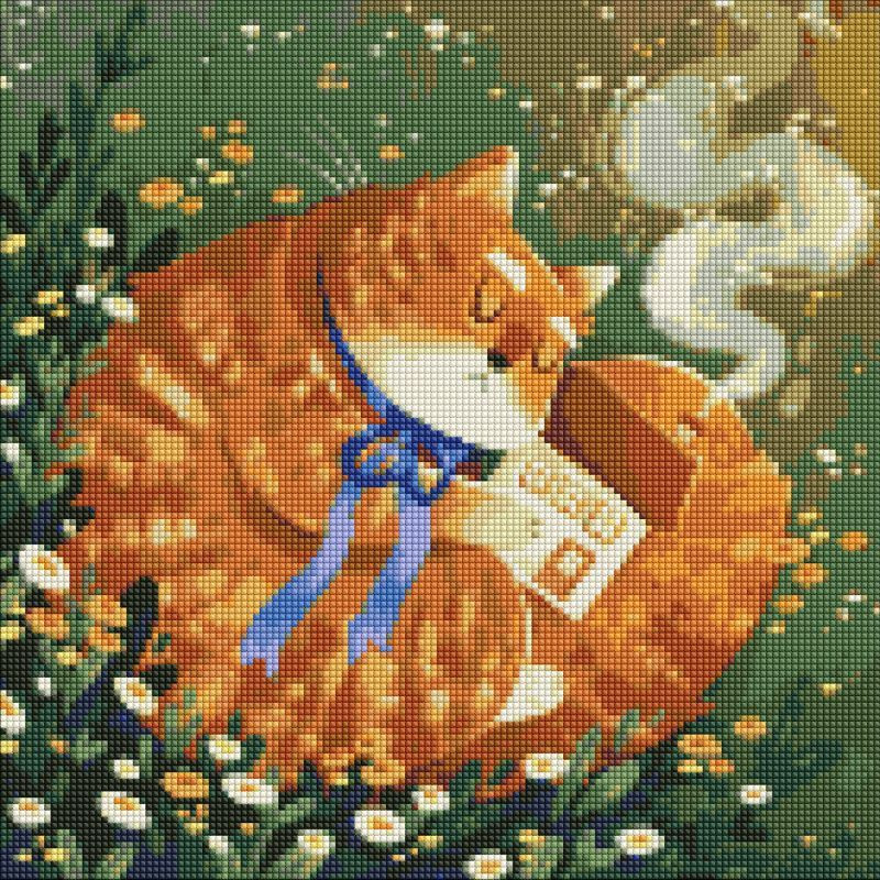 Алмазна мозаїка "Пухнастий хранитель" ©tanie_art AMO7524 40х40 см Ідейка