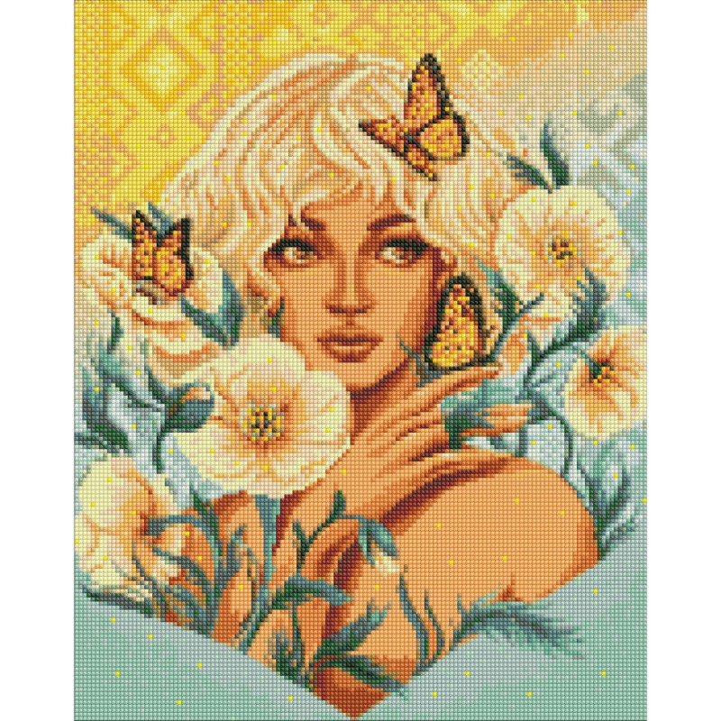 Алмазна мозаїка "Дівчина з метеликами" ©pollypop92  AMO7597 40х50 см Ідейка
