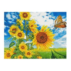 Алмазна мозаїка "Метелик на соняшниках" EJ1351, 40х30 см