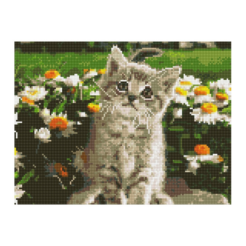 Алмазная мозаика "Котенок в ромашках" EJ1376, 40х30 см Алмазная мозаика "Котенок в ромашках" EJ1376, 40х30 см