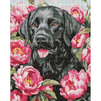 Алмазная мозаика "Собака в пионах" ©art_selena_ua AMO20084, 40х50 см