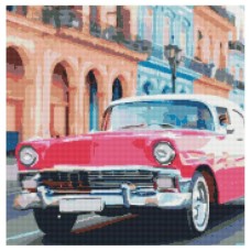 Алмазна мозаїка "Рожевий автомобіль Гавані" Strateg GA0007 50х50 см