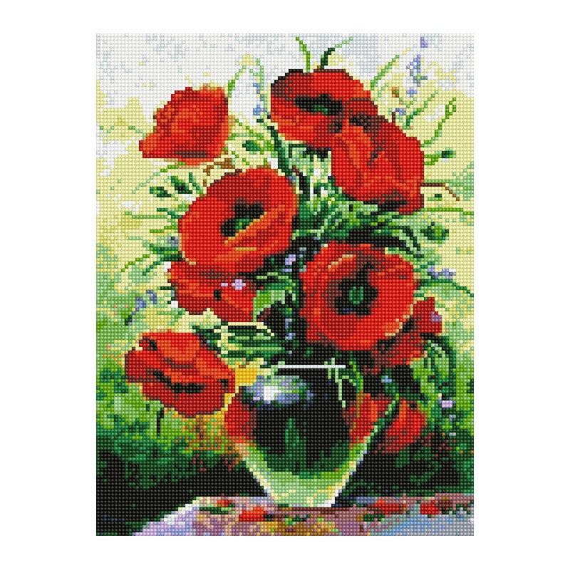 Алмазная мозаика "Маки в вазе" EJ1390, 40х30 см Алмазная мозаика "Маки в вазе" EJ1390, 40х30 см