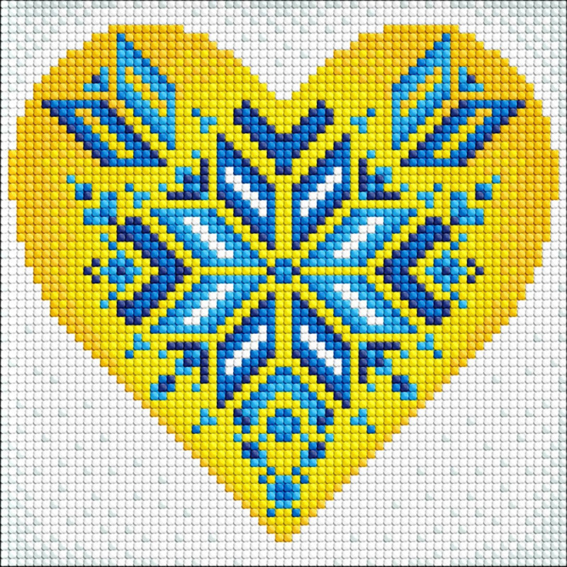 Алмазна мозаїка без підрамника "Україна в серці" ©Mariia Davydova AMC7682 20х20 см