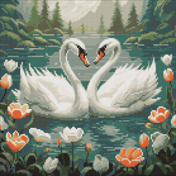Алмазная мозаика "Лебединая верность" AMO7964 40х40см
