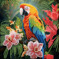 Алмазная мозаика "Попугай в джунглях" ZAV1818-5, 18х18 см