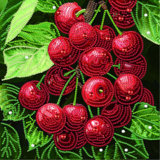 Алмазна мозаїка "Соковита вишня" BH022 неповна викладка 25х25 см