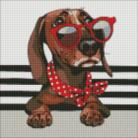 Алмазная мозаика "Стильная такса" Идейка AMO7207 40х40 см Алмазная мозаика "Стильная такса" Идейка AMO7207 40х40 см