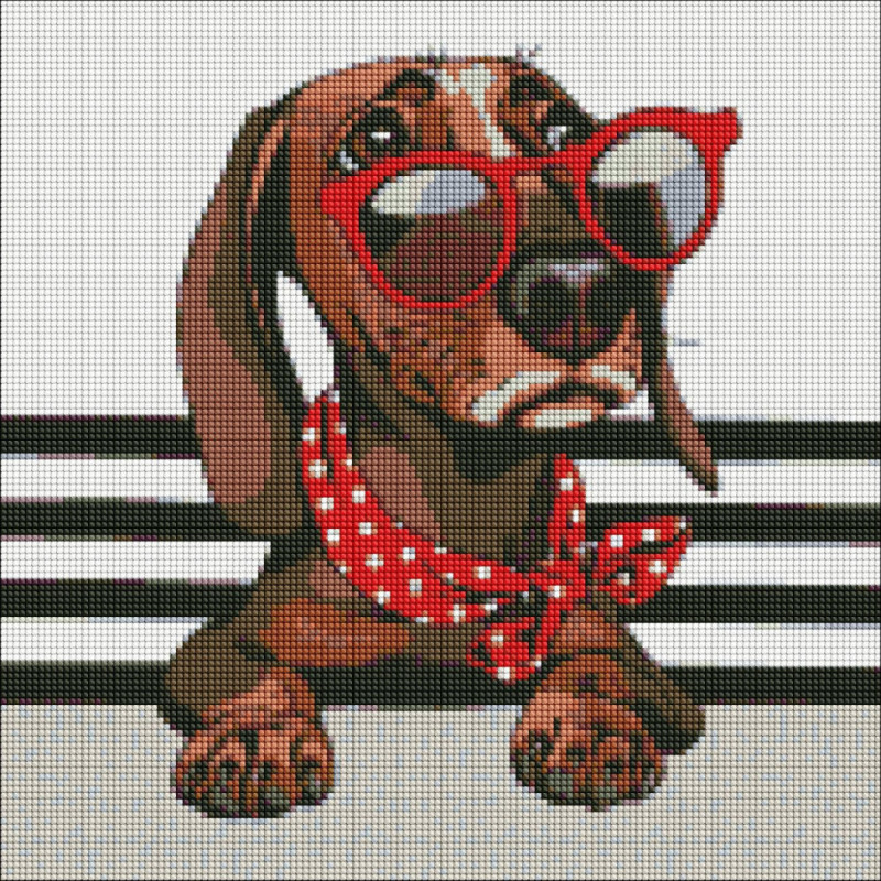 Алмазная мозаика "Стильная такса" Идейка AMO7207 40х40 см Алмазная мозаика "Стильная такса" Идейка AMO7207 40х40 см