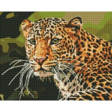 Алмазная мозаика "Зеленоглазый леопард" Идейка AMO7502 40х50 см