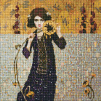Алмазная мозаика "Девушка с подсолнечником" AMO7383 40х40 см