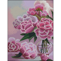 Алмазная мозаика без подрамника "Розовые пионы" ZAV3040-44, 30х40 см