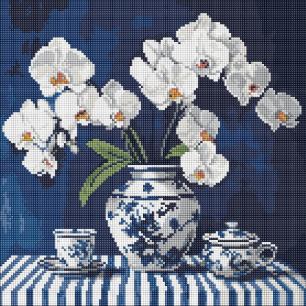 Алмазная мозаика "Орхидея в фарфоре" ©art_selena_ua AMO8255, 40х40 см