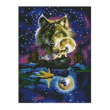 Алмазна мозаїка "Вовк у місячному світлі" EJ1407, 40х30 см