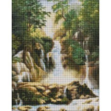 Алмазна мозаїка "Пейзаж з водоспадом" Ідейка AMO7275 40х50 см