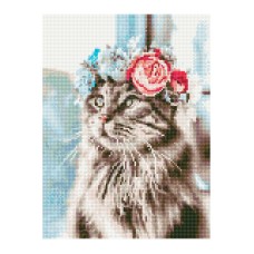 Алмазна мозаїка "Кішка у віночку" EJ1223, 40х30 см