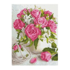 Алмазна мозаїка "Квіти в білій вазі" EJ1393, 40х30 см