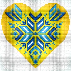 Алмазна мозаїка без підрамника "Україна в серці" ©Mariia Davydova AMC7682 20х20 см