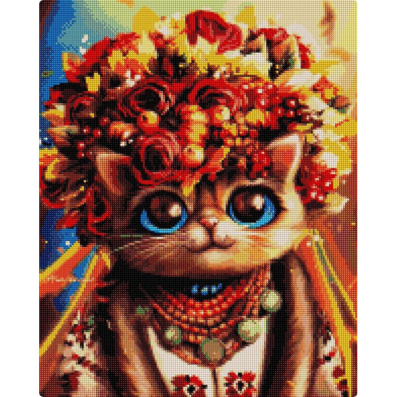 Алмазна мозаїка "Осіння Киця" ©Маріанна Пащук DBS1083, 40х50см
