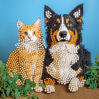 Алмазная мозаика "Домашние любимцы" ZAV1818-19 не полная выкладка 18х18 см