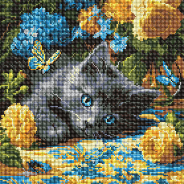 Алмазна мозаїка "Кошеня блакитнооке" AMO8340, 40х40 см