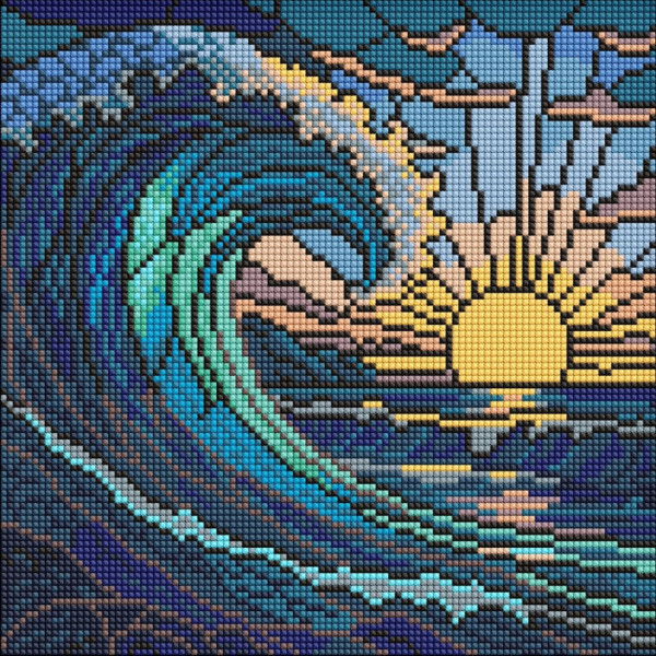 Алмазна мозаїка "Вітраж. Хвиля" ©art_selena_ua AMO8320, 30х30 см
