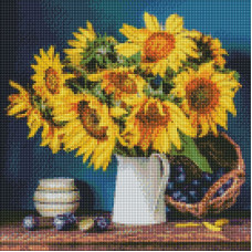 Алмазна мозаїка  "Яскраві соняшники" Ідейка AMO7417 40х40 см