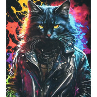Алмазна мозаїка "Брутальний кіт у курточці" SK88219 40х50 см