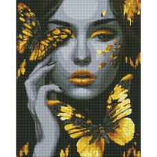 Алмазна мозаїка "Дівчина із золотими метеликами" AMO7723 40х50 см