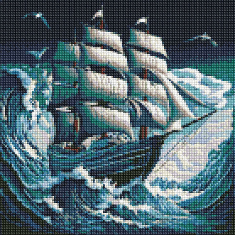 Алмазна мозаїка "Шторм на морі" AMO7720 40х40см