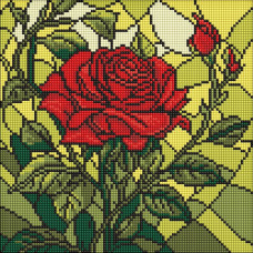 Алмазна мозаїка "Вітраж. Троянда" ©art_selena_ua AMO8321, 30х30 см