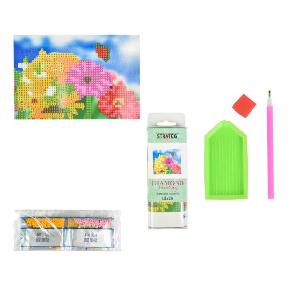 Алмазная мозаика "Герберы и бабочки" YAB14425 без подрамника, не полная выкладка 10х15 см