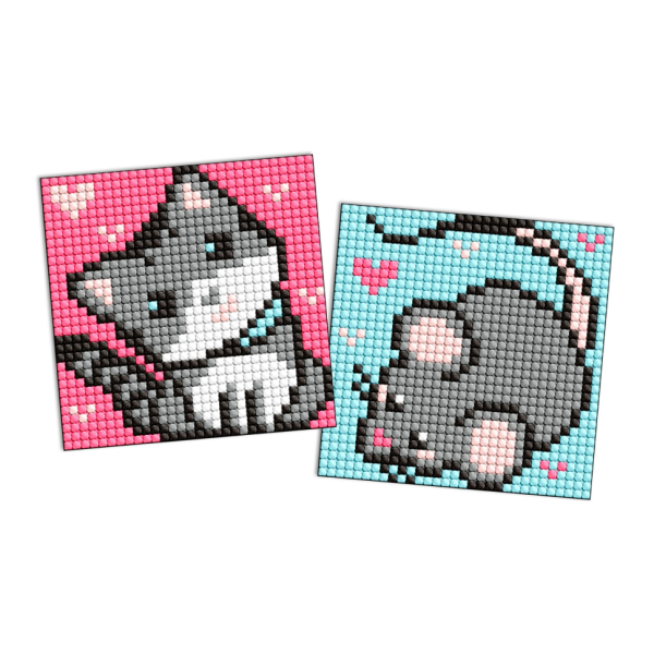 Алмазная мозаика "Серые друзья" AMS1049 на самоклеящейся основе 9x9 см