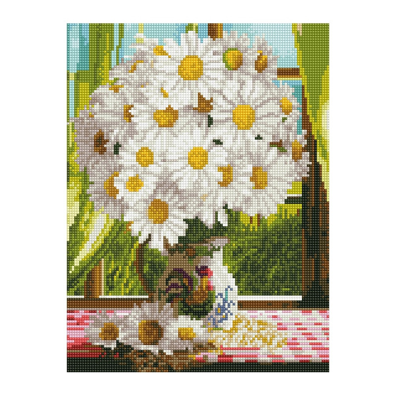 Алмазная мозаика "Ромашки в вазе" EJ1363, 40х30 см Алмазная мозаика "Ромашки в вазе" EJ1363, 40х30 см