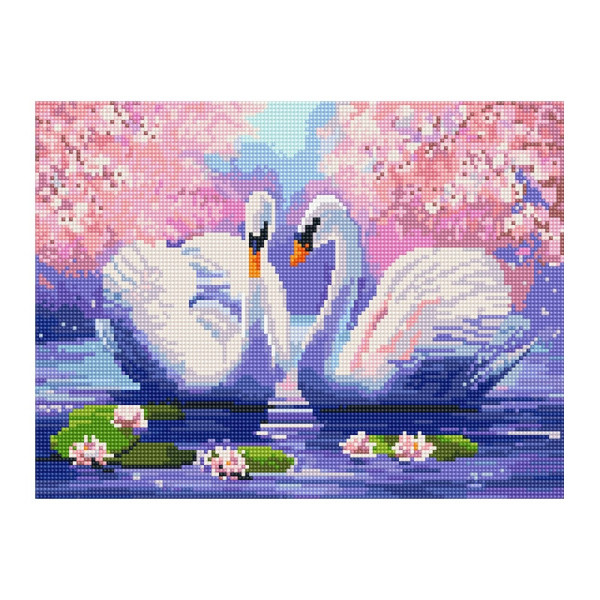 Алмазная мозаика "Пара лебедей" EJ1241, 40х30 см