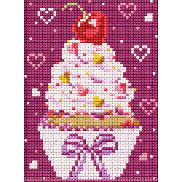 Алмазная мозаика без подрамника "Аппетитное пирожное" AMM1014 с AB стразами 15х20см